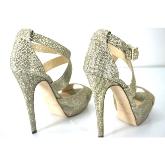 Jimmy Choo Kayak Glitter Platform Stappy Open Toe Sandals - Picture 8 of 11